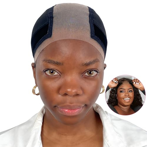 LAB HAIRS Wig Cap with Grip Band for Keeping Wigs in Place, More Full Cap-wide Transparent Lace for Lace Front Wigs - Brown/Black/Nude Non Slip Cap Make Your Wig Be Glueless (Black-M) | Amazon (US)