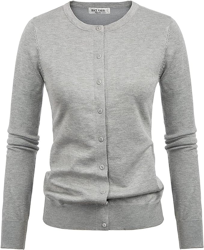 GRACE KARIN Women's Classic Long Sleeve Knit Cardigan Sweaters Casual Open Front Button Down Card... | Amazon (US)