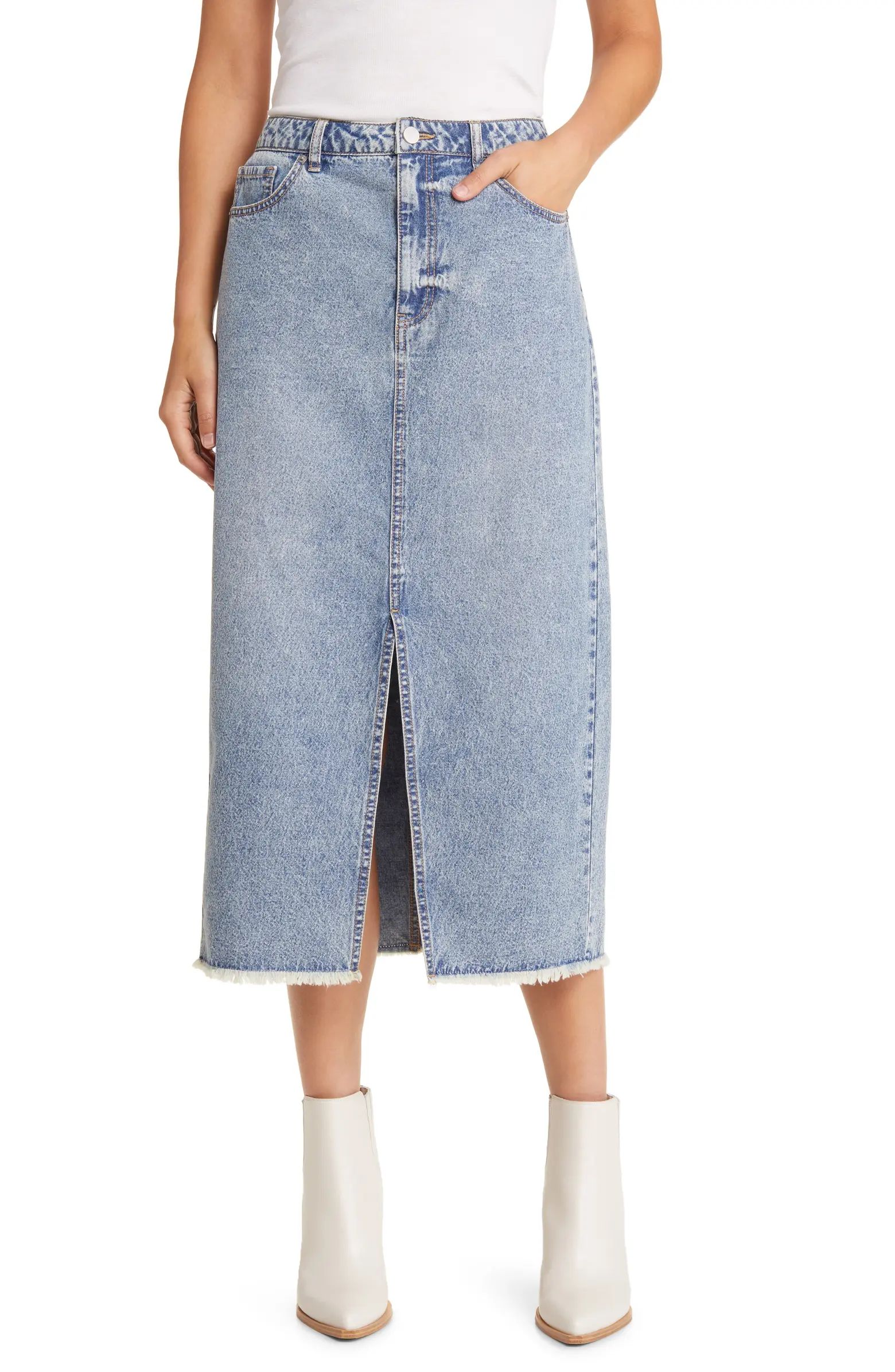 Frayed Hem Denim Skirt | Nordstrom