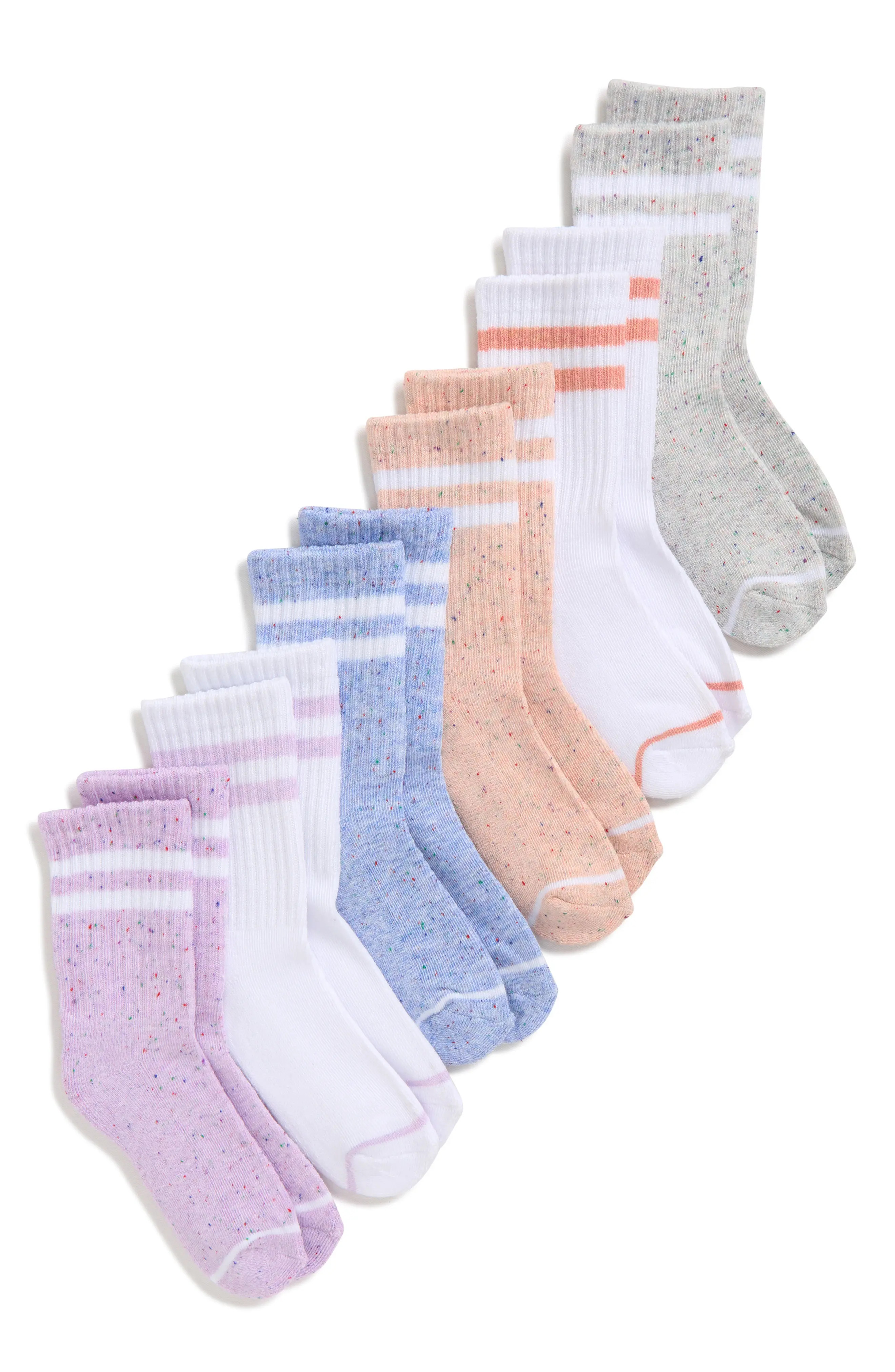 Kids' Assorted 6-Pack Cushioned Crew Socks (Women) | Nordstrom | Nordstrom