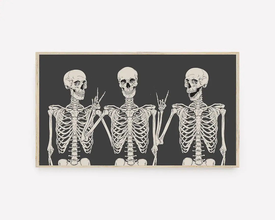 Halloween Samsung Frame TV Art, Funny Skeletons, Fall Art, Modern Halloween, Digital Download, In... | Etsy (US)