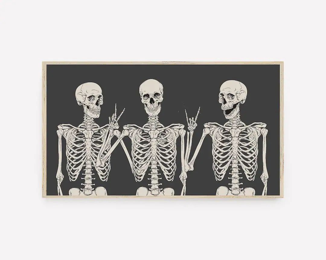 Halloween Samsung Frame TV Art Funny Skeletons Fall Art - Etsy | Etsy (US)