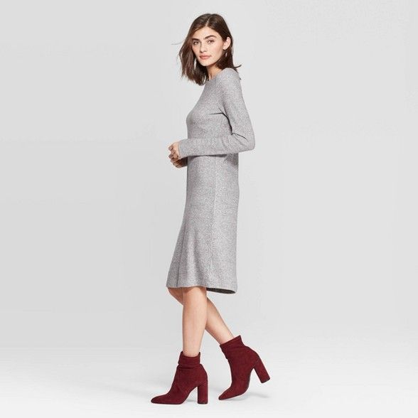 Women's Long Sleeve Crewneck Rib Knit Dress - A New Day™ | Target