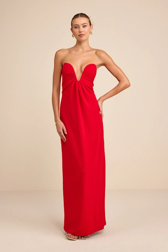 Thula Red Cutout U-Bar Column Maxi Dress | Lulus