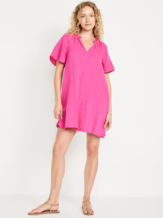 Crinkle Gauze Mini Swing Dress | Old Navy (US)