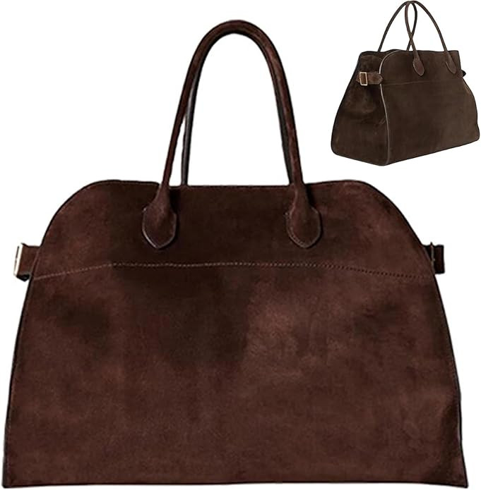Soft Faux Suede Tote Bag for Women – Vintage Top-Handle Satchel Handbag, Large Capacity Shoulde... | Amazon (US)