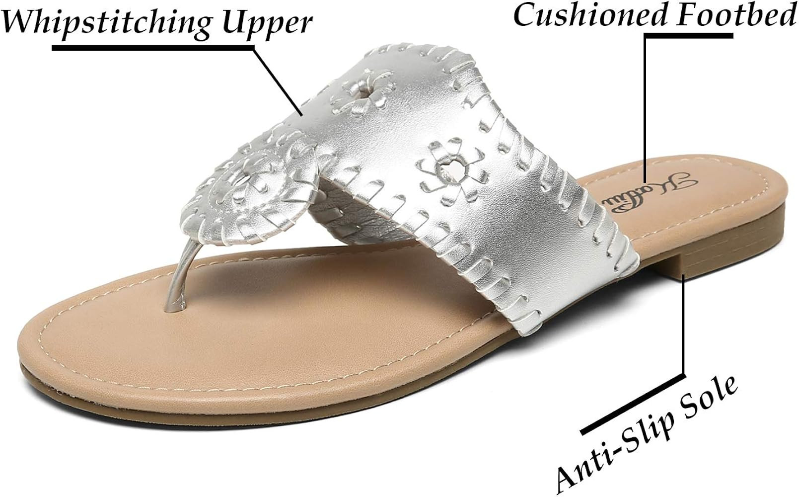 Katliu Women's Flat Sandals Flip Flop Sandals Dressy Thong Sandals | Amazon (US)
