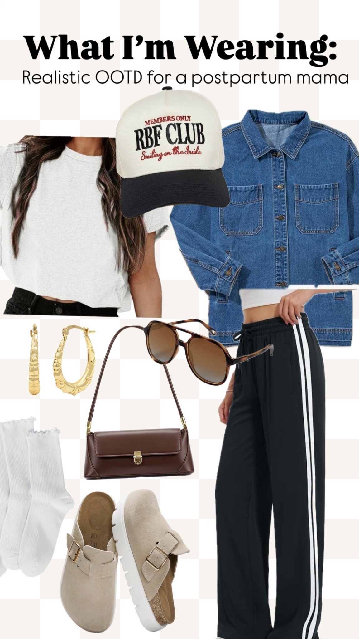 ✨ Real talk: postpartum style isn’t about squeezing back into old jeans—it’s about confidence + comfort while you’re still piecing yourself back together. This look nails it:

✔️ RBF Club Hat → covers day-4 hair + adds instant attitude
✔️ Denim Jacket → structured layering that hides what you want, highlights what you don’t mind
✔️ Wide-Leg Track Pants → forgiving fit + effortless cool
✔️ Birkenstock Dupes → comfort meets trend (and yes, socks included)
✔️ Minimal Gold Hoops + Sunnies + Mini Bag → small swaps that make you look put together fast

💡 This is the go-to postpartum OOTD for school pickup, sporting events, a day at the park, even brunch.

Because you don’t need a glam squad—you need the right staples that move with you and still make you feel pulled together.

Tap to shop your realistic mama uniform. 🖤


#LTKStyleTip #LTKMidsize #LTKActive