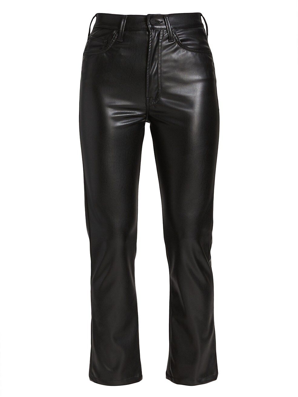 Mother Rider High-Rise Cropped Faux-Leather Ankle Jeans | Saks Fifth Avenue