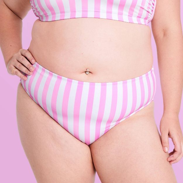 Women's Plus Size Striped Bikini Bottom - Stoney Clover Lane x Target Pink | Target