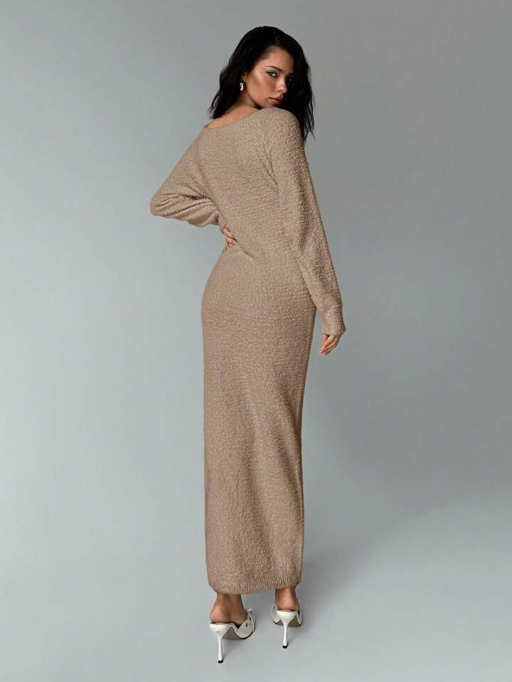 Aloruh Women's Off Shoulder Long Loose Sweater Dress For Autumn & Winter | SHEIN