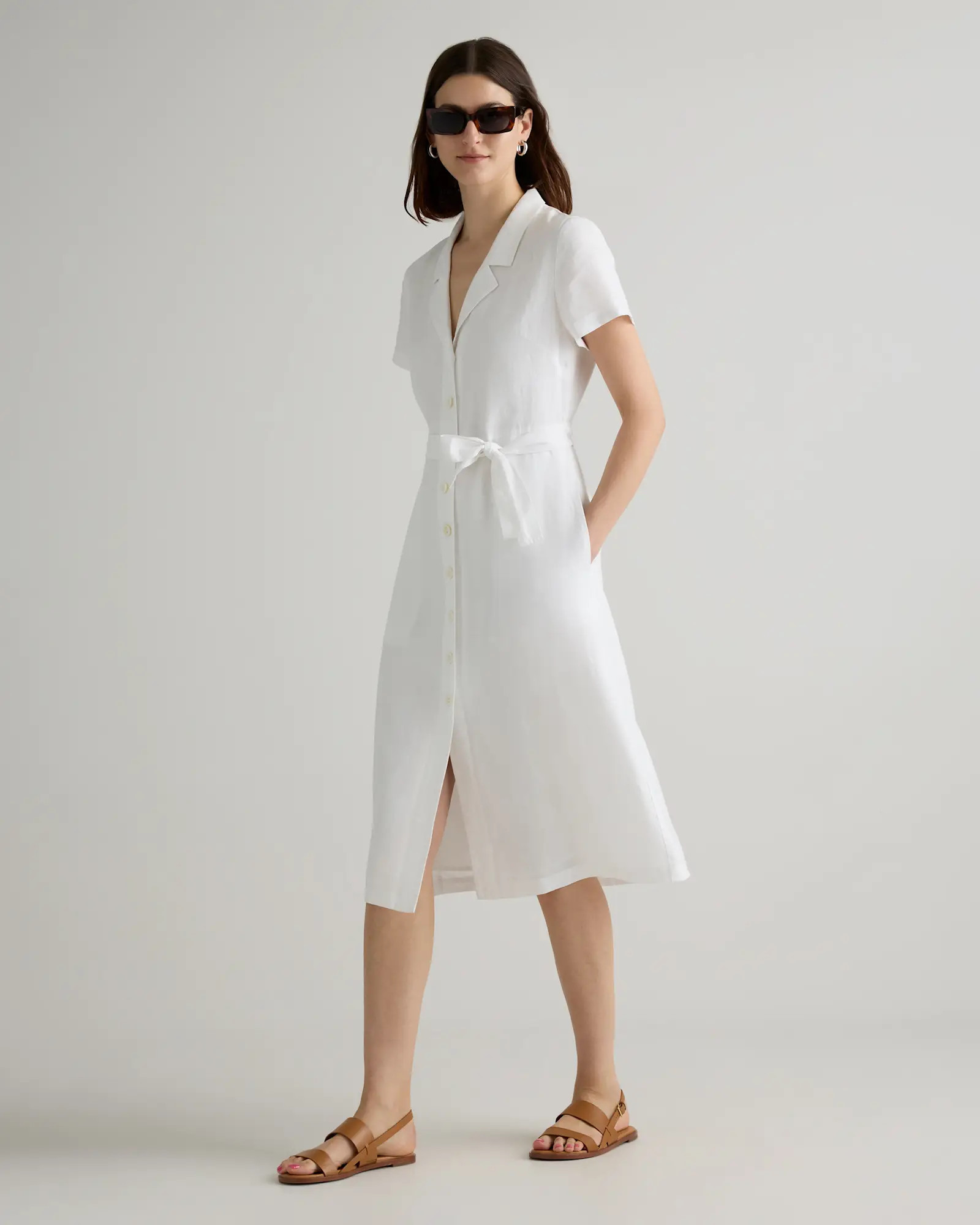 100% European Linen Button Front Dress | Quince