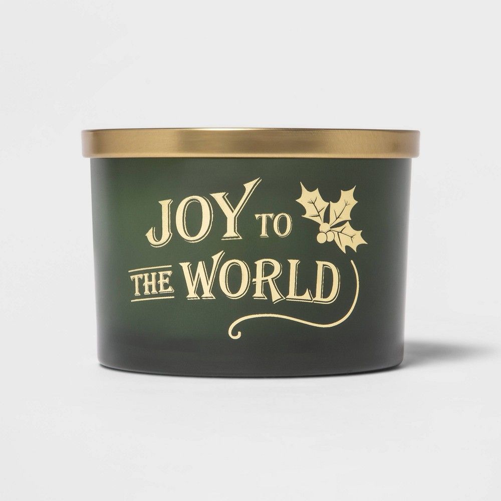 15oz Holiday Sentiment Decal Glass Jar Candle 'Joy to the World' - Threshold | Target