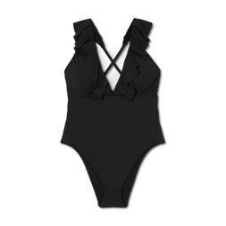 Women's Plunge Flounce Neckline One Piece Swimsuit - Shade & Shore™ | Target