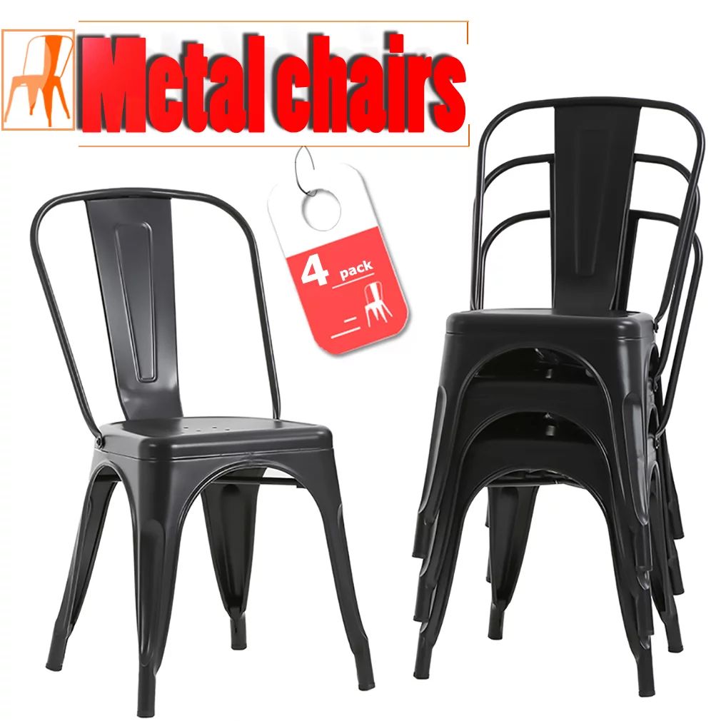 Metal Chairs Dining Stackable Dining Chairs Restaurant Metal Chairs Metal Kitchen Dining Chairs S... | Walmart (US)