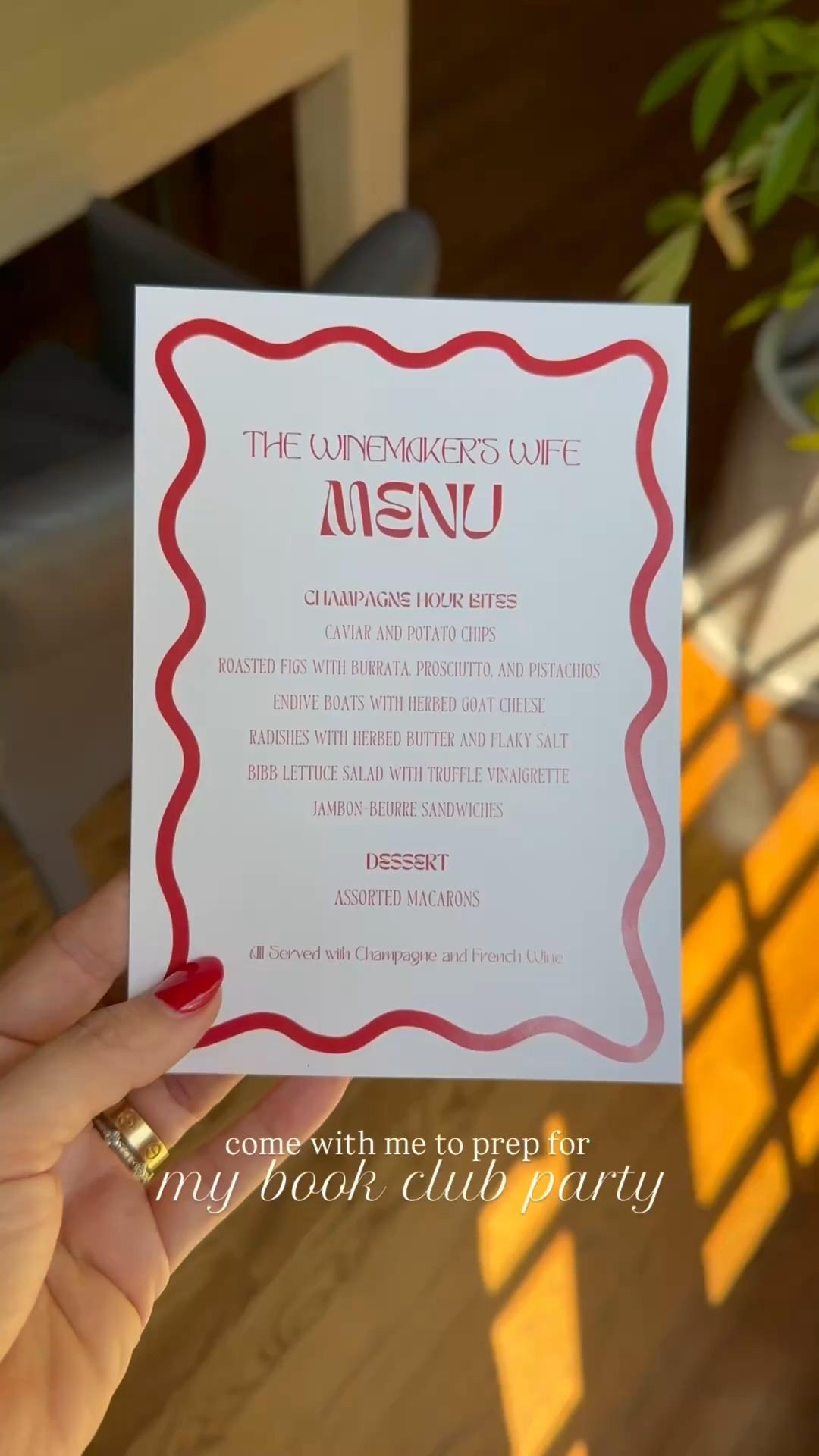 Book Club Dinner ✨ This month’s pick: The Winemaker’s Wife 🍷📖

Naturally, we had to pair it with Champagne + French wine and a spread inspired by Parisian bites. 

The Menu:
- Balsamic-Roasted Figs with Burrata, Prosciutto & Pistachios (@theoriginaldish recipe)
- Bibb Lettuce Salad with Black Truffle Vinaigrette (recipe by yours truly)
- Mini Jambon-Beurre Sandwiches (baguette + butter + Dijon + jambon + cornichons)
- Caviar & Kettle Chips with Crème Fraîche
- Endive Boats with Herbed Goat Cheese, Honey & Walnuts
- Radishes with Herbed Butter, Flaky Salt & Chives
- Assorted Macarons from @joymacarons… très chic and SO delicious ✨

An evening of good food, bubbly, and the best conversations 🥂🇫🇷

#LTKParties #LTKHome #LTKFindsUnder50