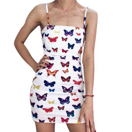 Sunisery Women Sexy Butterfly Print Bodycon Mini Dress Night Party Club Dress | Walmart (US)