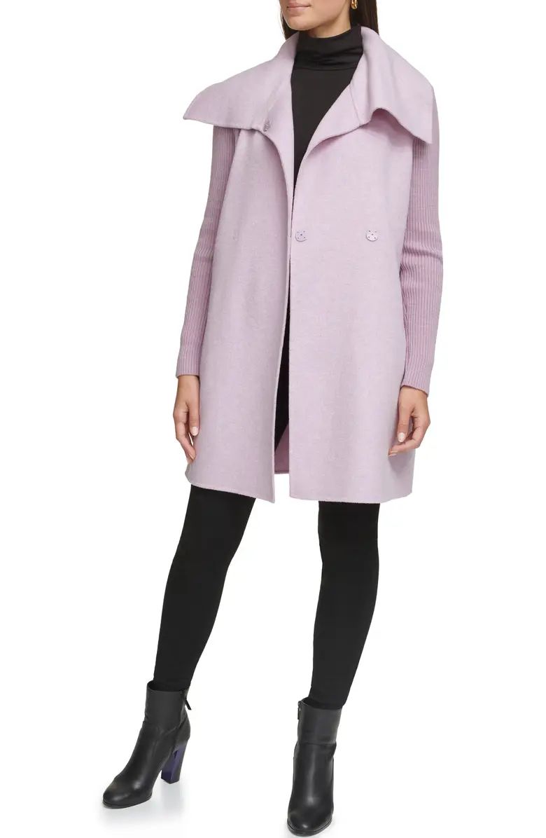 Kenneth Cole New York Rib Sleeve Mixed Media Coat | Nordstrom | Nordstrom