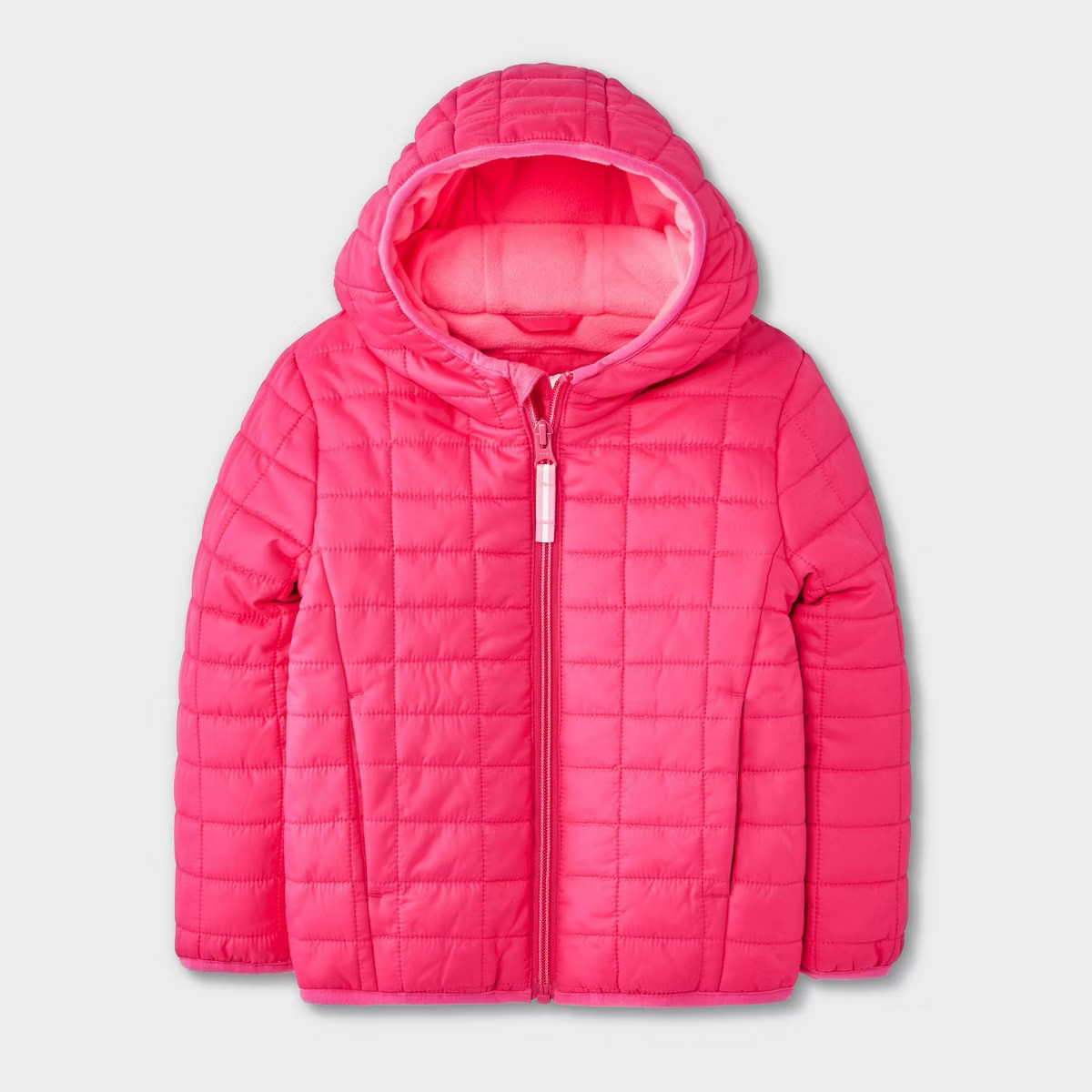 Toddler Girls' Value Hooded Puffer Jacket - Cat & Jack™ Dark Pink | Target