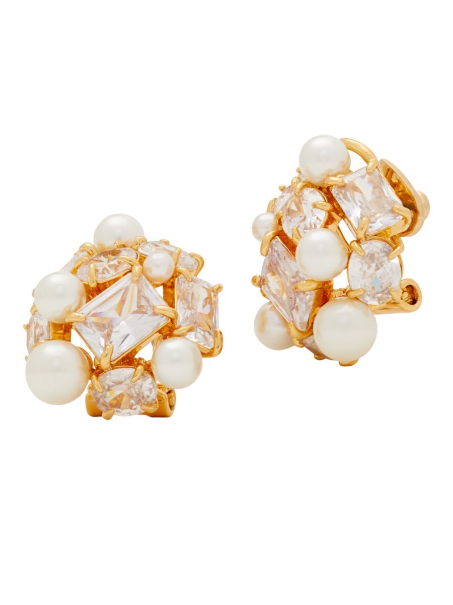 kate spade new york Candy Shop Goldtone Cubic Zirconia & Faux Pearl Cluster Stud Earrings | Saks Fifth Avenue