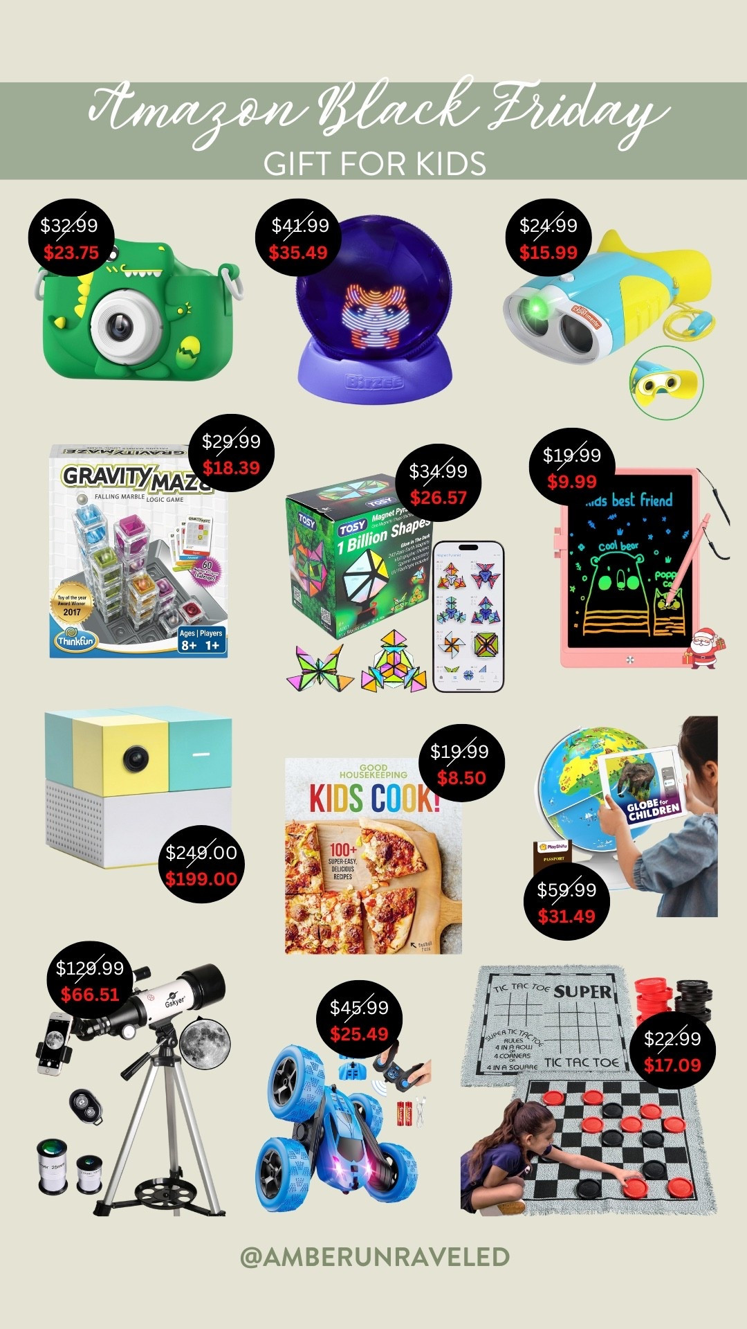 Make the kids' holiday dreams come true with Amazon Black Friday deals on top toys – featuring a toy camera, Gravity Maze building set, Magnet Pyramid set, drawing board, Kids' cooking recipe book, telescope set, a giant Tic Tac Toe game board, and more!

black friday 2025, creator favorites 2025, gift guide for kids, on sale now, indoor play, outdoor activities, kid toys, holiday gifting

#LTKSeasonal #LTKKids #LTKGiftGuide
