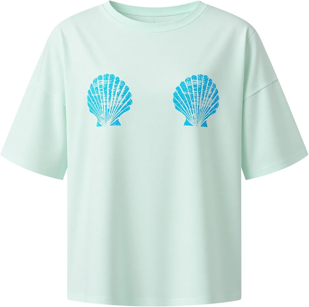 Y2k Women Lobster Graphic Oversized Tee Shirt Baggy Vintage Crayfish Sardine Print T Shirts for T... | Amazon (US)