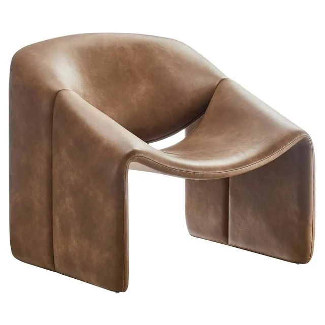 Modway Vivi Vegan Leather Accent Chair in Brown | Walmart (US)