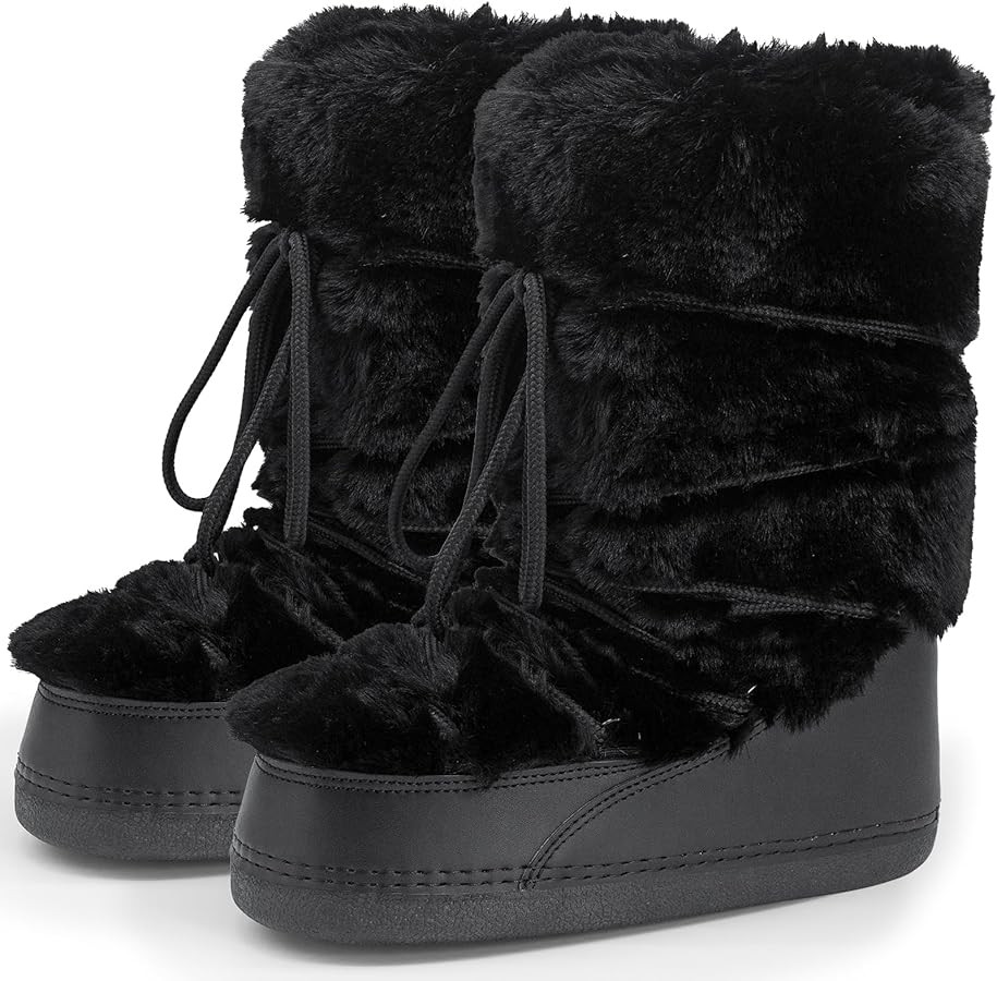 N NATURE'S SOURCE Furry Faux Fur Snow Boots for Women Fuzzy Fluffy Water Resistant Winter Womens ... | Amazon (US)