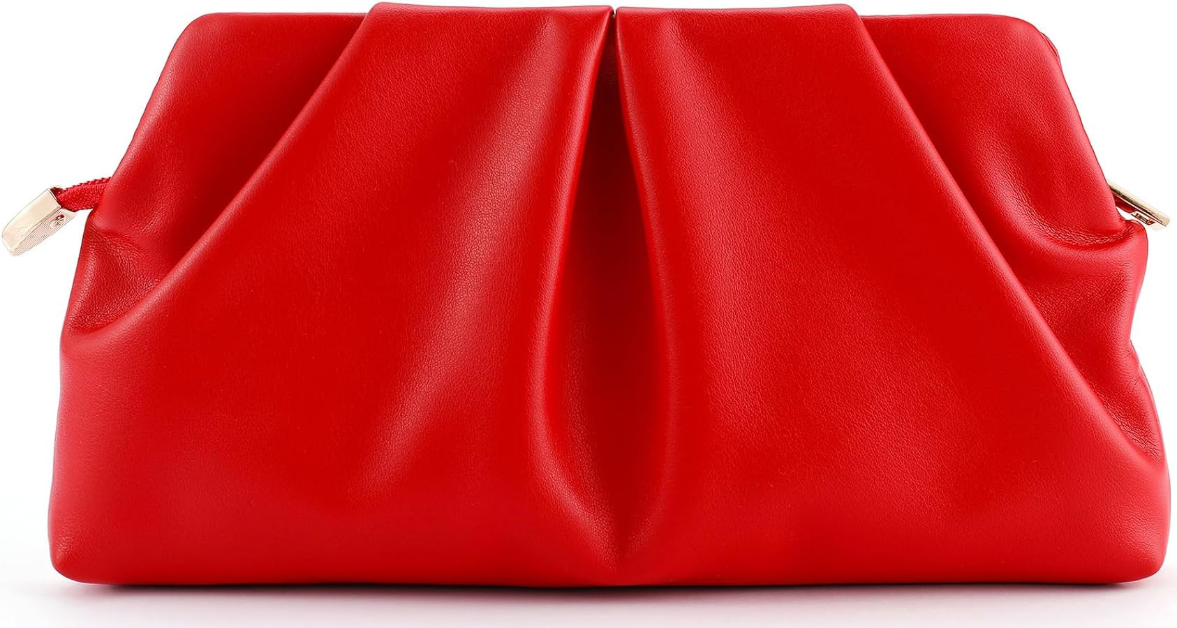 Women Clutch Bag Dressy Formal Handbag Pleated PU Clutch Purse Detachable Chain Crossbody Bag | Amazon (US)