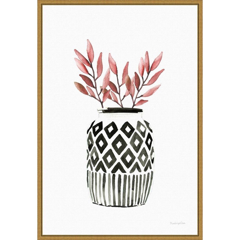 16"" x 23"" Geometric Vases II by Mercedes Lopez Charro Framed Wall Canvas - Amanti Art | Target