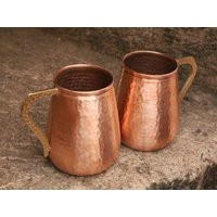 Handmade Hammered Pure Copper Moscow Mule Mug Set Of 2 - 17 Oz Drinking | Etsy (US)