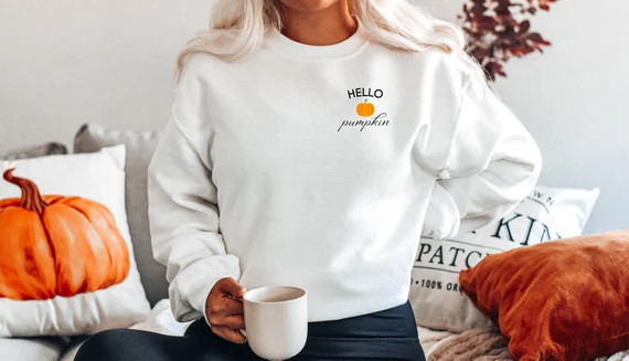 Hello Pumpkin Sweatshirt, Halloween Party Top, Cute Sweatshirt For Halloween, Halloween Sweatshir... | Etsy (US)
