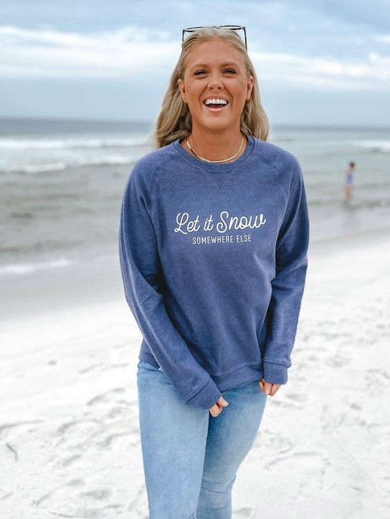 Let It Snow Crew Sweatshirt - Women - Washed Blue | 30A Gear