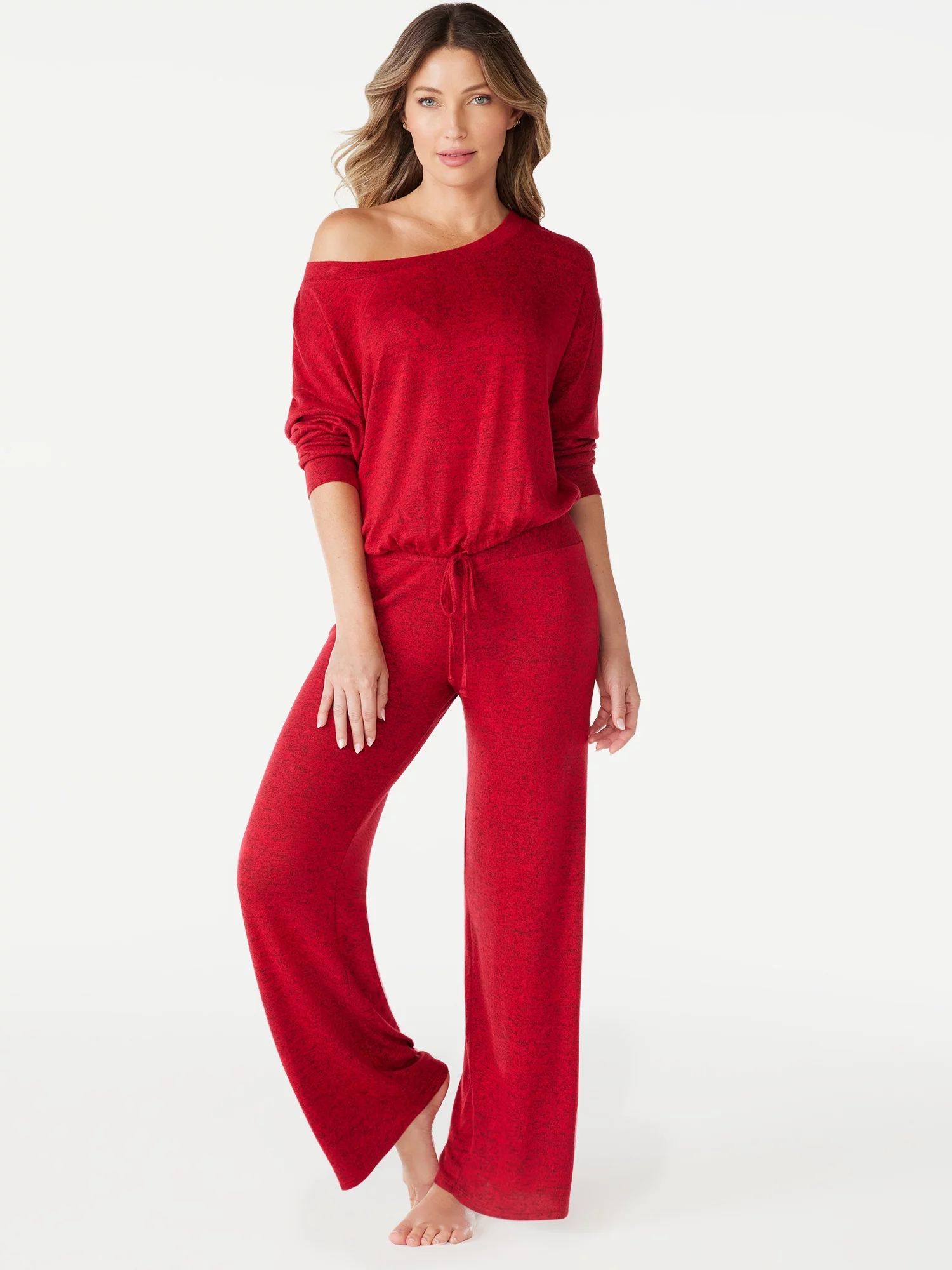 Sofia Intimates Women's Off the Shoulder Lounge Pant Set, 2-Piece, Sizes XS-3X | Walmart (US)