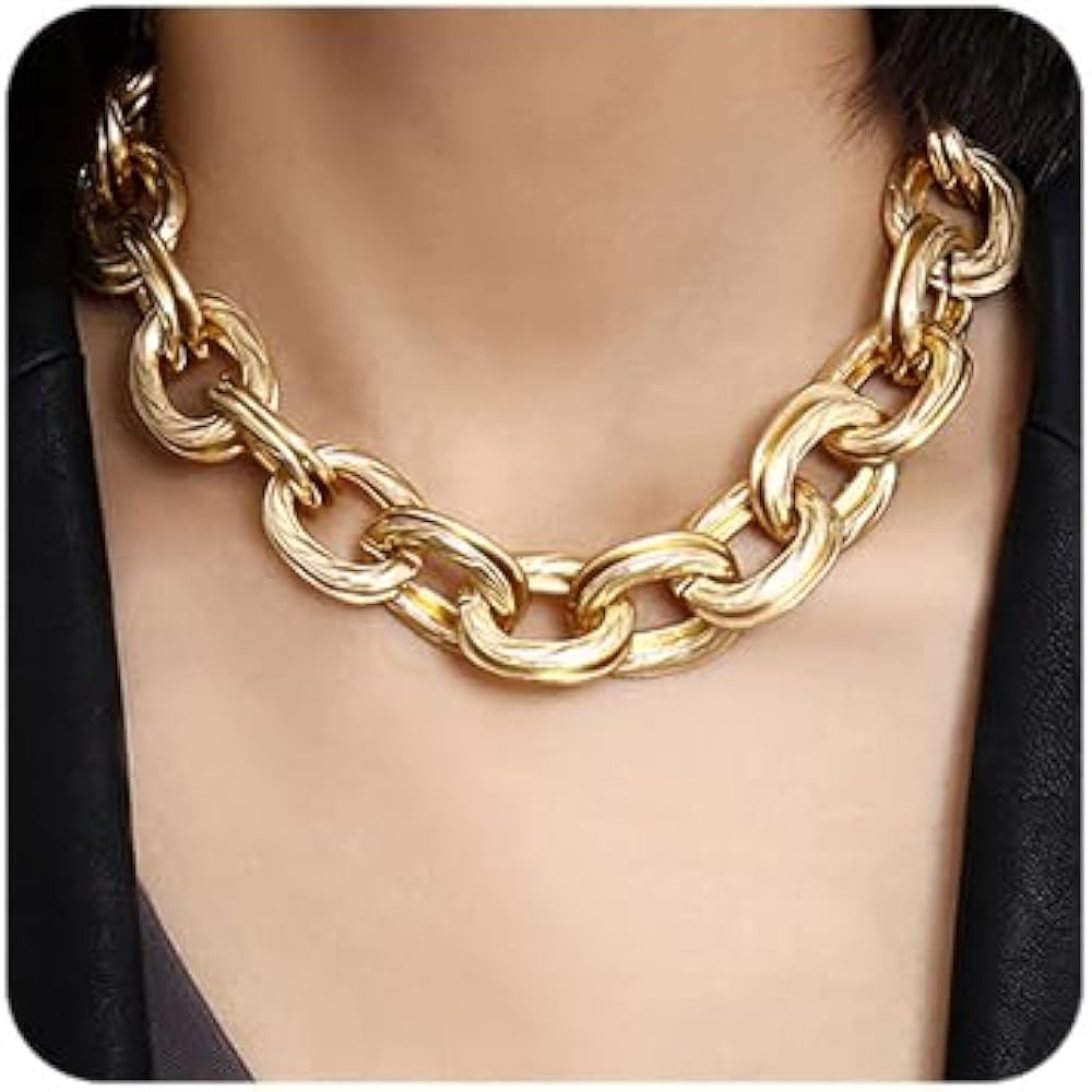 Octwine Dainty O Link Necklace Gold Chunky Choker Cuban Statement Thick Link Collar Chain Punk Hi... | Amazon (US)