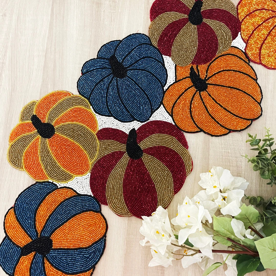 Handmade bead table runner, fall runner, pumpkin Halloween, 13x36 inch, multicolour | Etsy (US)