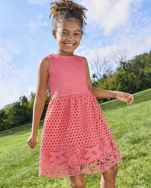 Girls Eyelet Shift Dress - gumball | The Children's Place
