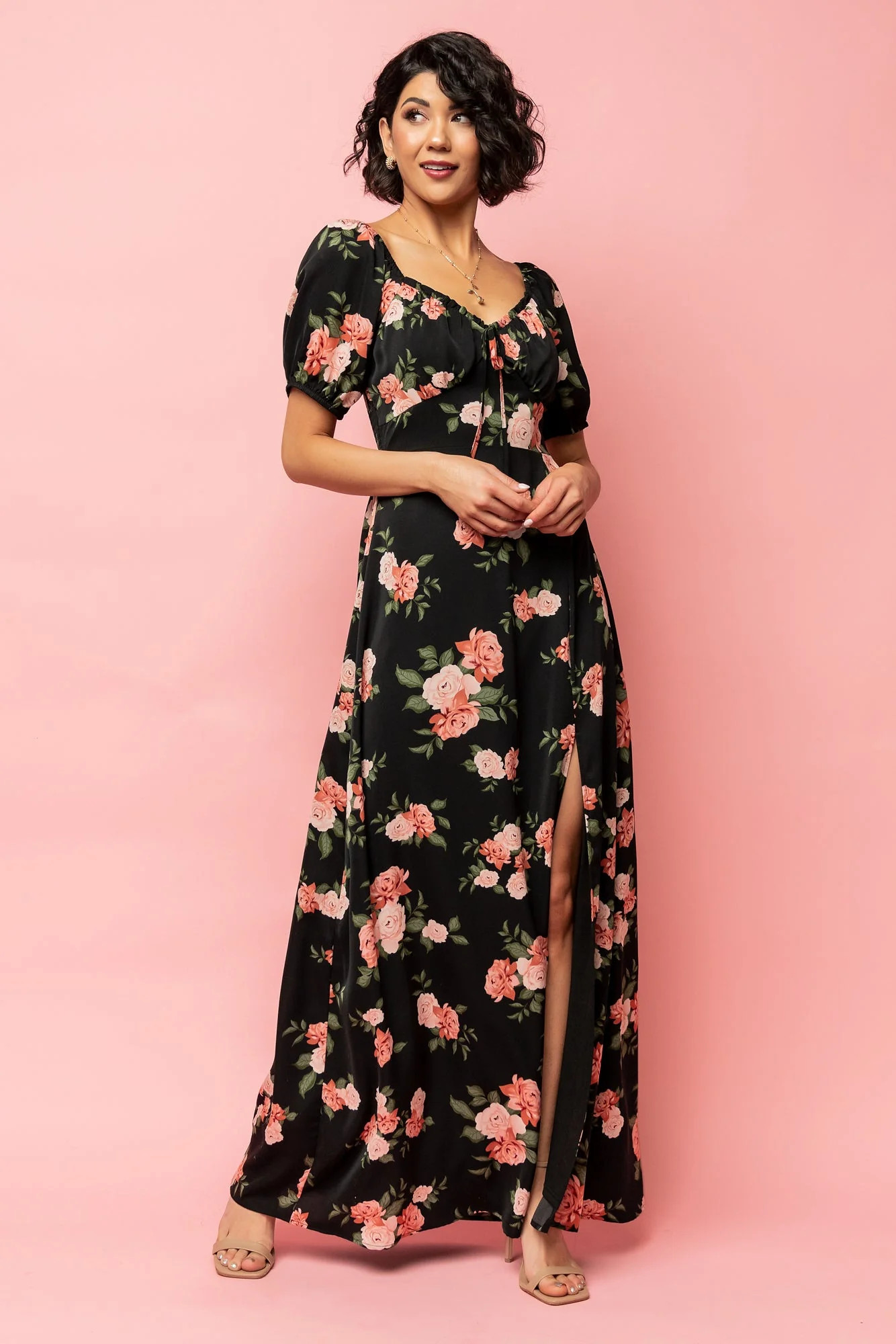 Angela Maxi Dress | Black Rose Floral | Baltic Born