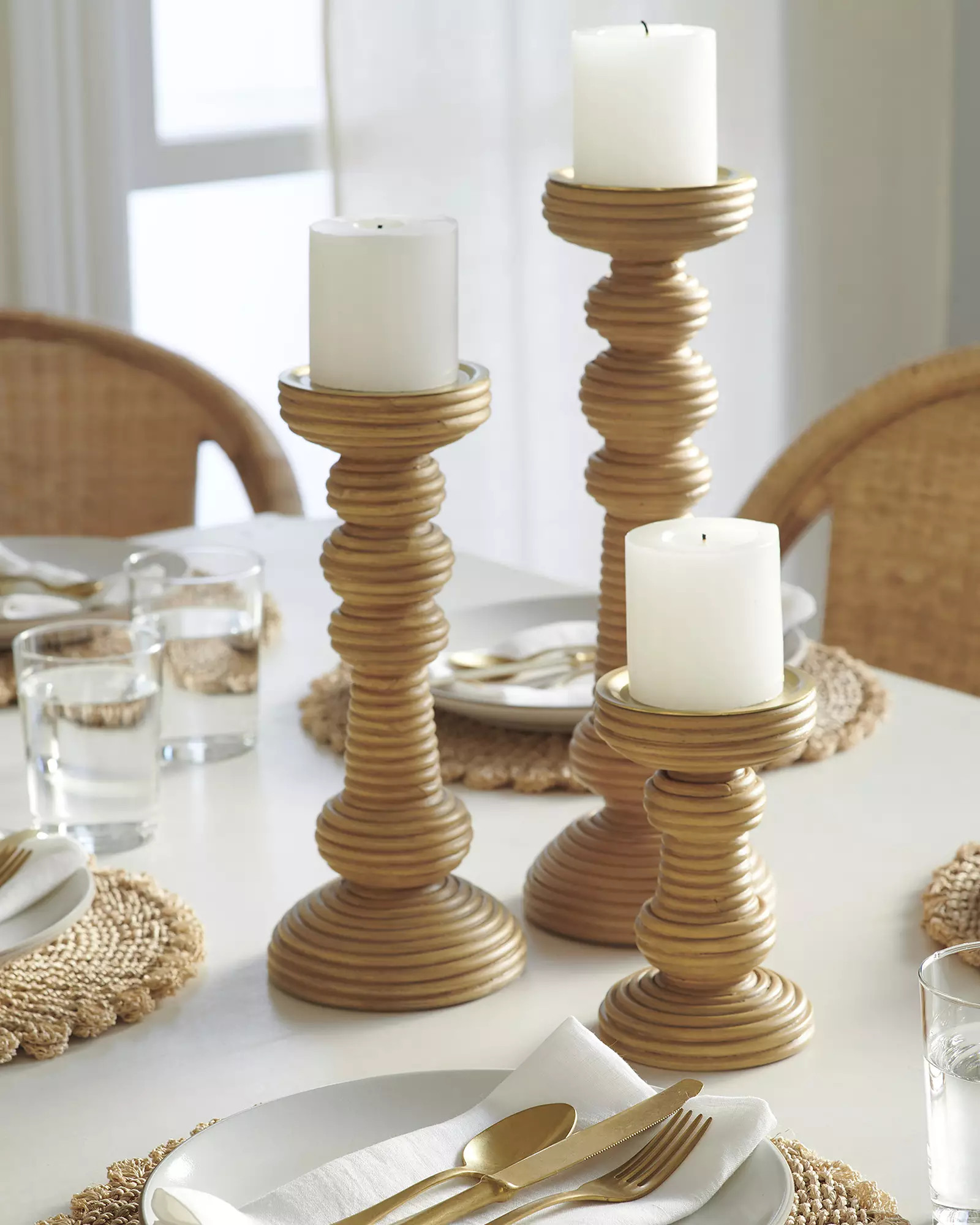 Carmel Rattan Candlestick | Serena and Lily