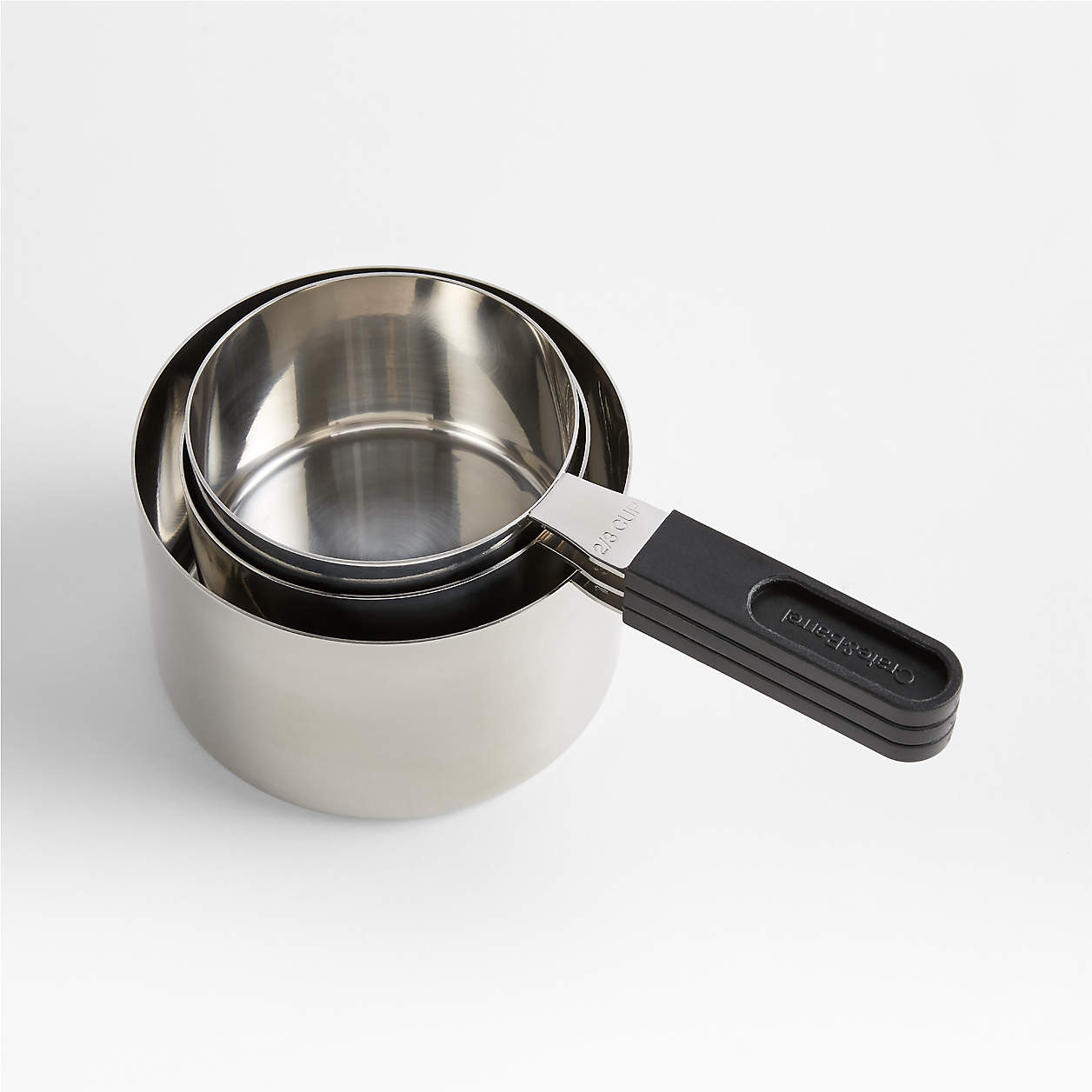 Crate & Barrel Nesting Clip Handle Stainless Steel Odd-Size Measuring Cups, Set of 3 + Reviews | ... | Crate & Barrel
