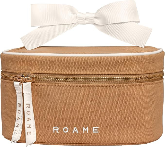 Roame Everyday Vanity Bag – Elegant Canvas Cosmetic Travel Bag with Zipper, Spacious Toiletry O... | Amazon (US)