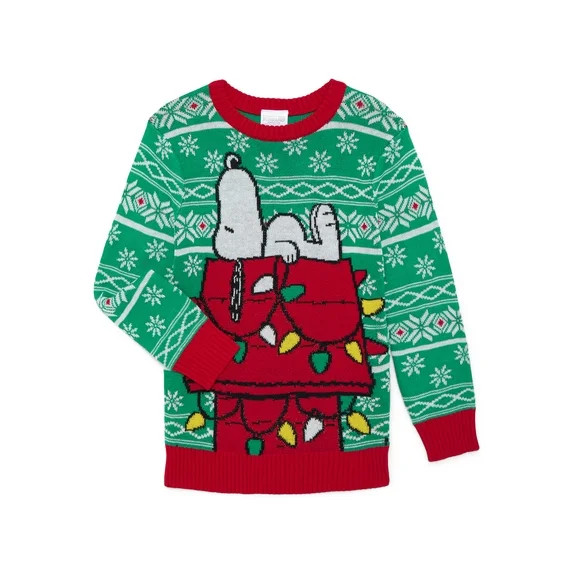 Peanuts Snoopy Little Boys and Big Boys Holiday Sweater, Sizes 4-18 - Walmart.com | Walmart (US)