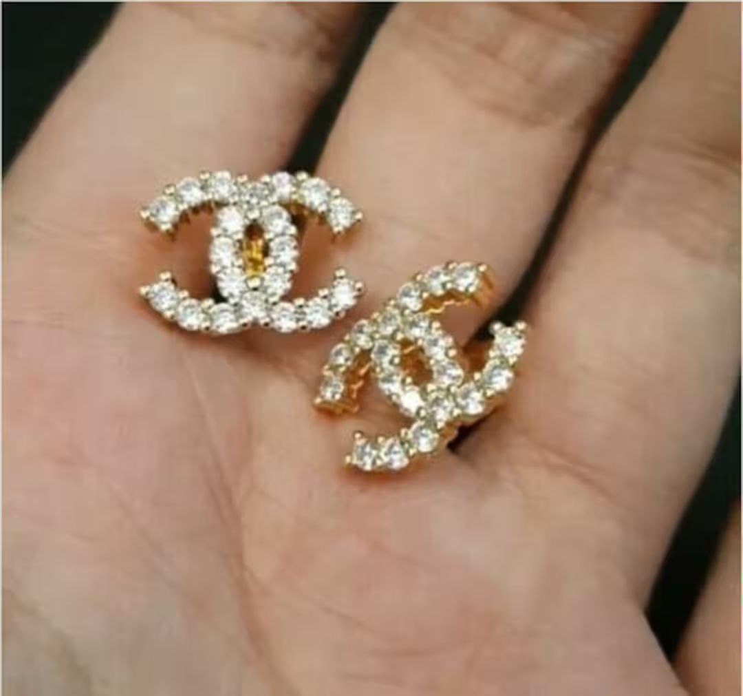 1.8 Ct Round Diamond Earrings, Stud Earrings, 14K Yellow Gold Plated, Cross Over Silver Earrings,... | Etsy (US)