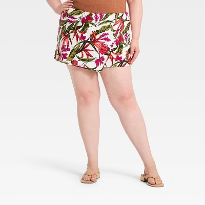 Women's Linen Mini Wrap Skirt - A New Day™ Pink 4X | Target