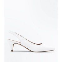 White Leather-Look Slingback Kitten Heel Courts New Look | New Look (UK)