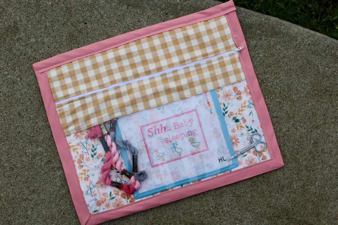 Pink Floral Needlepoint Project Bag | Handmade Zipper Project Pouch | Large Vinyl Stitching Bag |... | Etsy (Global)
