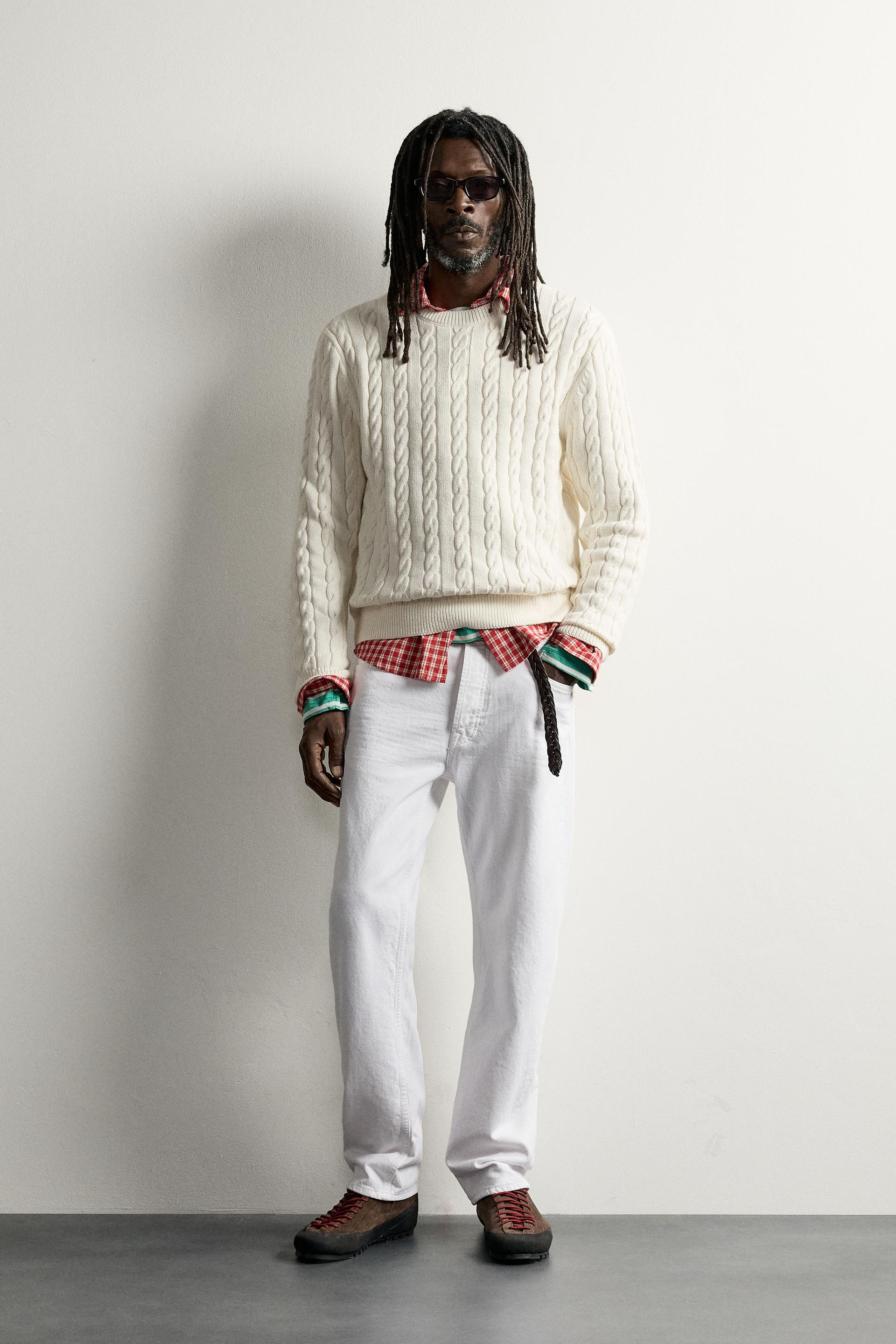 Zara - Aaron Levine X Zara Textured Cable Knit Jumper - Green - Xl - Man | Zara US