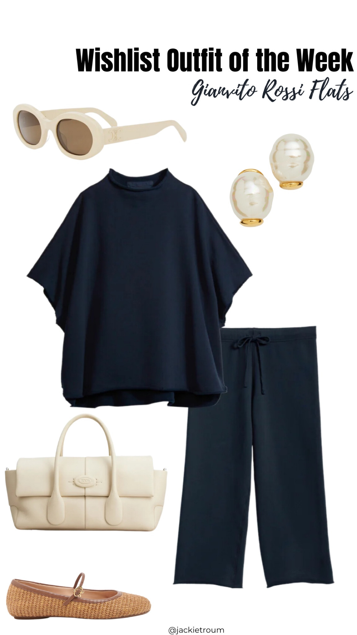 If you’re feelin’ SPLURGE-Y, here’s this week’s wishlist outfit of the week.

Navy Travel Set: Frank & Eileen
Raffia Ballerina Flats: Gianvito Rossi
Bucket Hat: Helen Kaminski
Pearl Earrings: Majorica
White Oval Sunglasses: Celine
White Leather Bag: Tod’s

#LTKitbag #LTKshoecrush

#LTKStyleTip #LTKSeasonal #LTKOver40