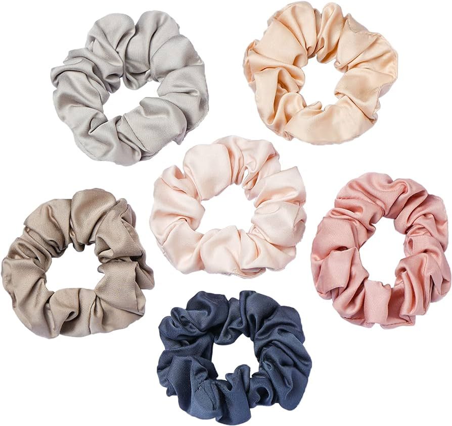 6Pcs Hair-Silk Elastic Hair Bands Hair Scarf Ponytail Holder Scrunchy Ties Vintage Accessories fo... | Amazon (US)