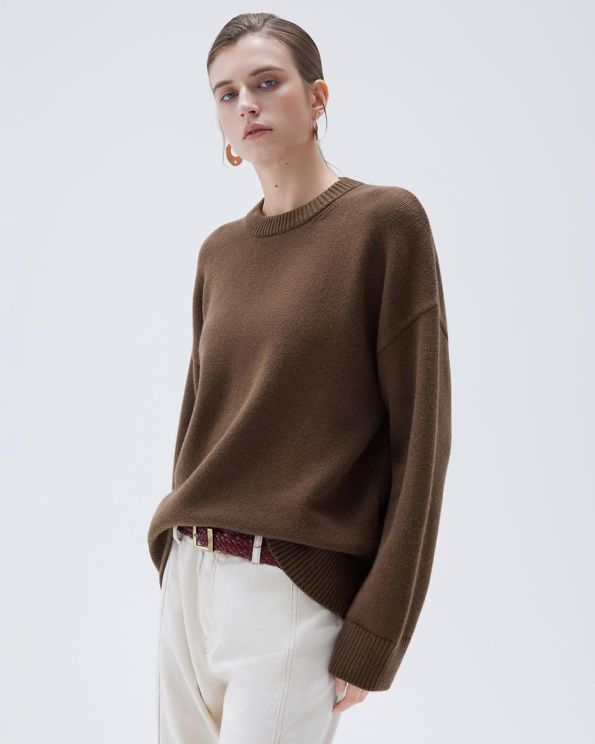 SUUKSESS Women Cashmere Blend Oversized Sweaters Long Sleeve Pullover Tops | Amazon (US)
